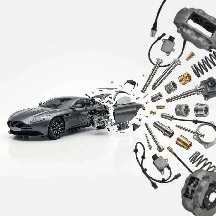 Fahrzeug, in das Präzisionsdrehteile für Automotive-Anwendungen eingebaut werden